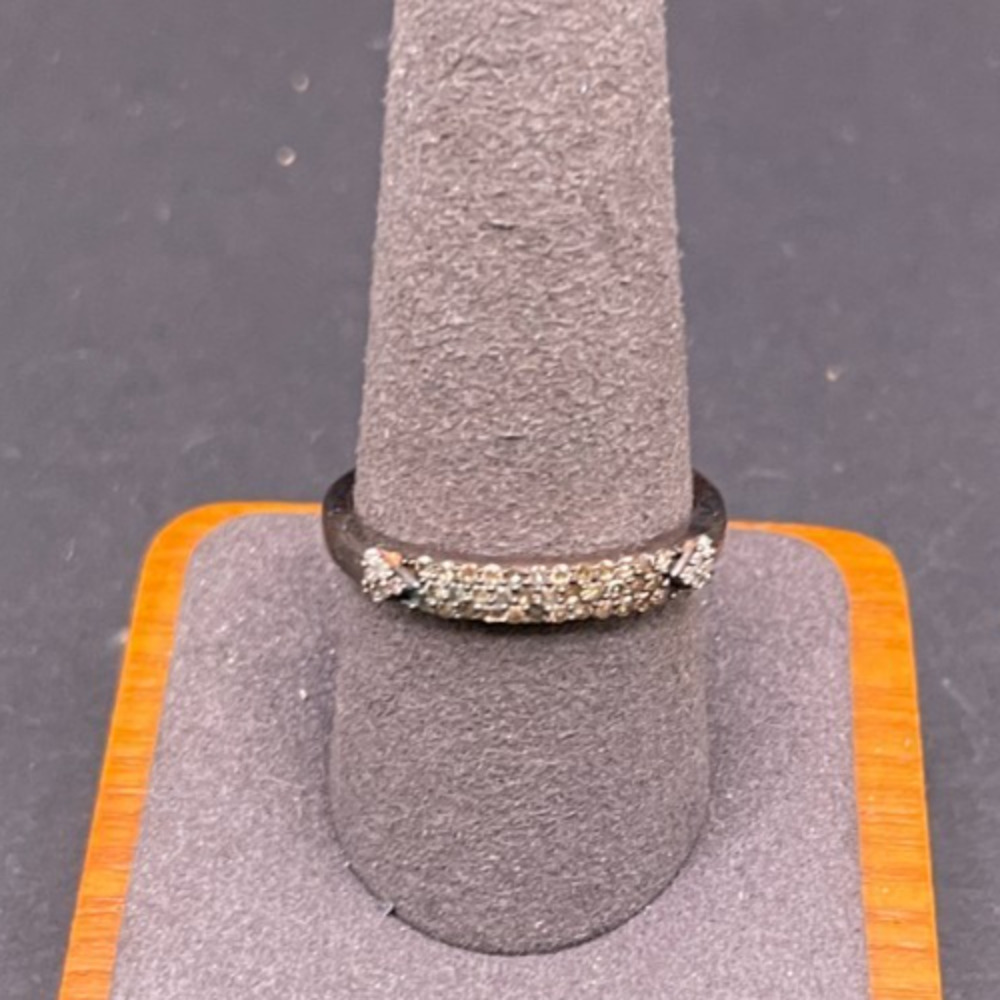 Vintage 925 Sterling Silver Multi Stone Pavé Dome Band Ring Size 10
